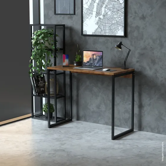 Mesa Escrivaninha Para Computador Pé De Ferro Em Mdf