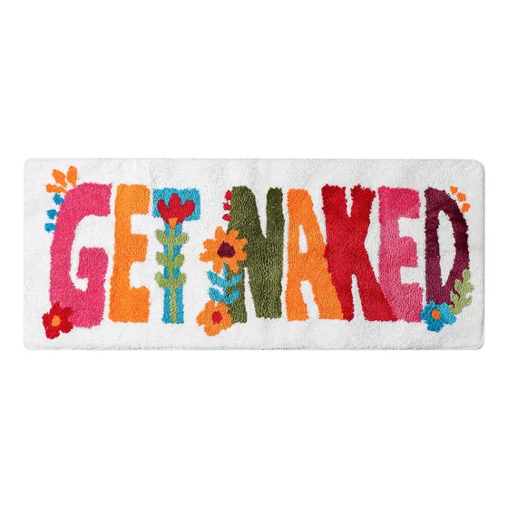 Alfombra Baño Texto Ingl «get Naked» Estilo Bohemio 20 X 47 