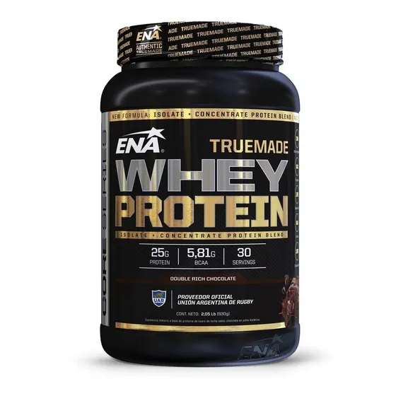 Suplemento En Polvo Ena Sport True Made Proteínas Sabor Double Rich Chocolate En Pote De 930g