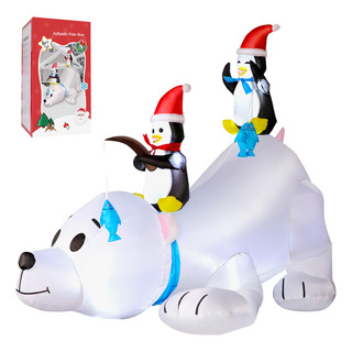 1.8m Pingüino Oso Polar Decoración Inflables Navideños Led 1.8m Pingüino Oso Polar Decoración Inflables Navideños Led