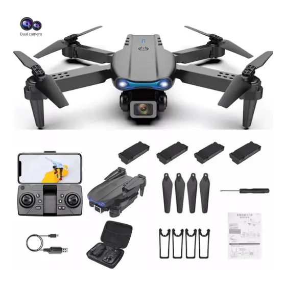 Drone Mini Ezong E99 Pro Hd Plegable 4 Baterías Fpv Wi-fi