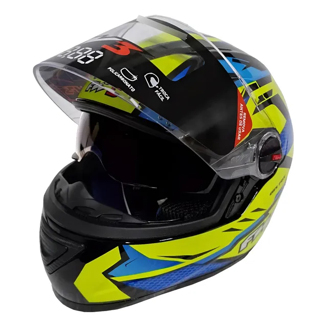 Capacete Fechado Fw3 Gtx Fox Com Óculos Interno Varias Cores