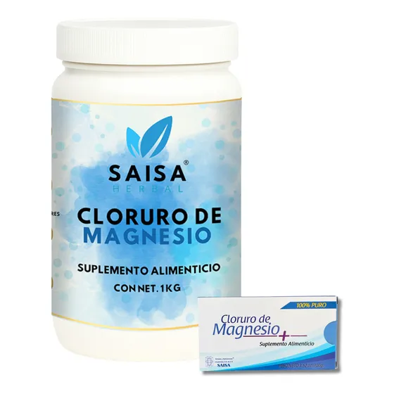 Cloruro De Magnesio Usp 1 Kg | Suplemento Alimenticio | Saisa Herbal Sabor Natural | 100% Puro | Apoyo A Huesos, Musculos, Digestión