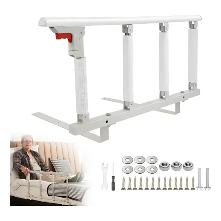 Grade Cama Proteção Dobrável 93cm Para Idosos Bebê Infantil Branco Apoio Grande De Cama Para Segurança, Protege Criança E Idoso Com Dificuldade De Locomoção Contra Queda