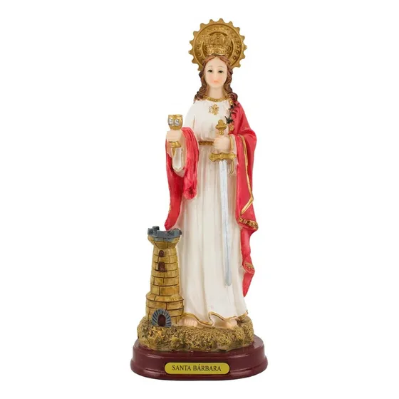 Santa Barbára Imagem Religiosa De Resina 22 Cm Cor Dourado