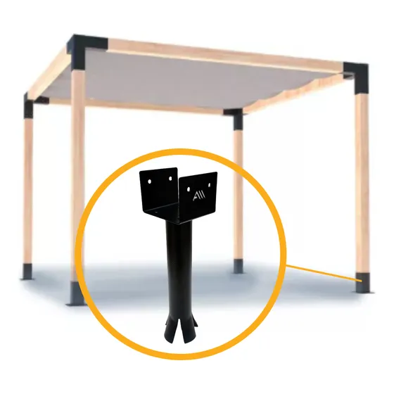 Kit 3x3 Mts Pergola Bases Cementar Tirantes 4p Alluss