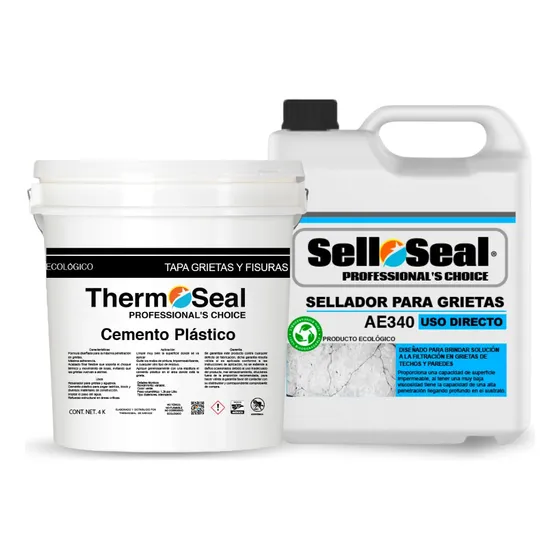 Sellador Para Grietas Y Fisuras 4 Lt  + Cemento Plástico 4kg