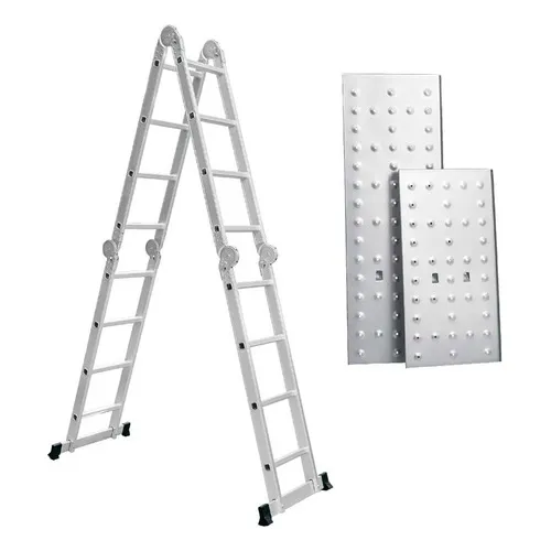 Escalera Andamio Aluminio 4.4 Mts 16 Escalones + Chapones