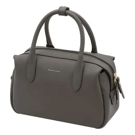 Bolsa Bowling Feminina Couro Legítimo Mariart Jambuzinha Cor Cinza Desenho Do Tecido Lisa Ouro