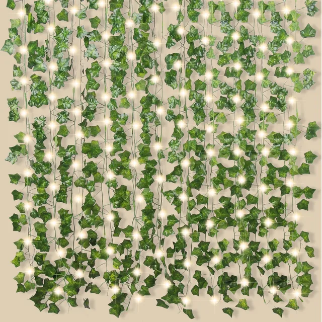 Cortinas Serie Luces 240led Con Plantas Artificiale 12pc