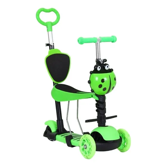 Patineta Scooter 3 En 1 Infantil Asiento Gt-4110b Juego Color Verde Claro Mariquita