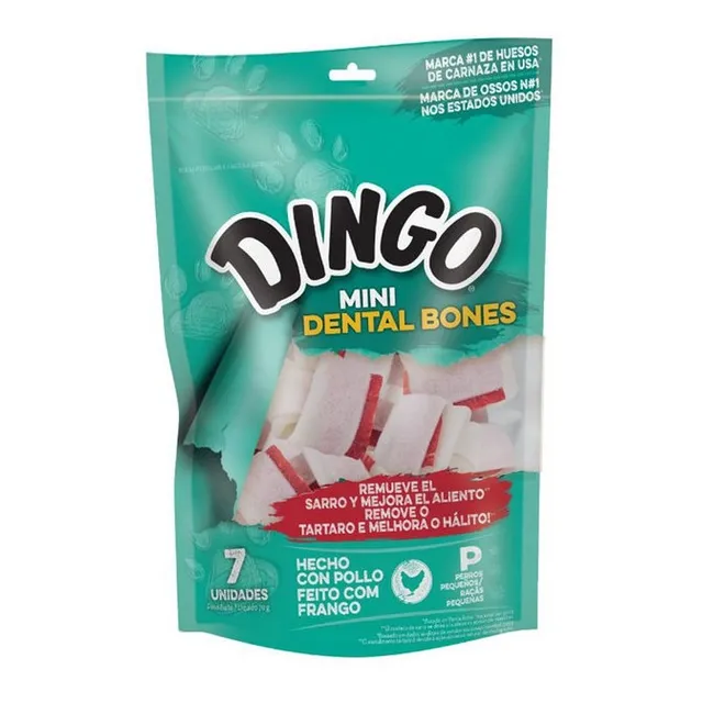 Snack Para Perros Dingo Dental Mini Huesos De Pollo X7 Und