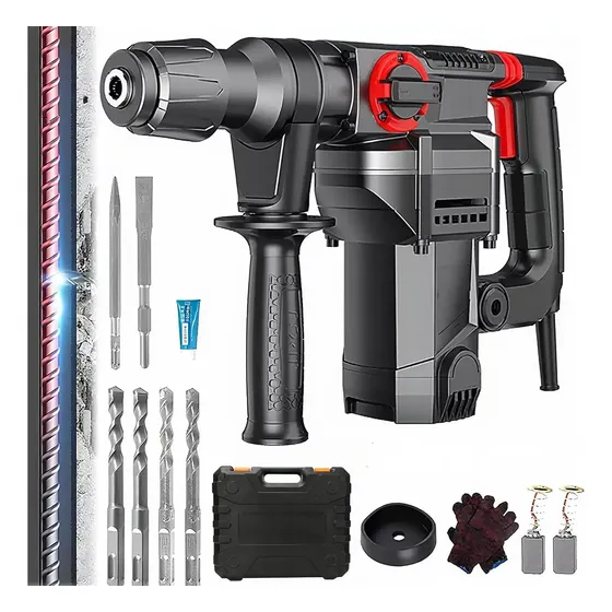 Rotomartillo Cincelador Perforador Sds Con Accesorios Negro 50hz