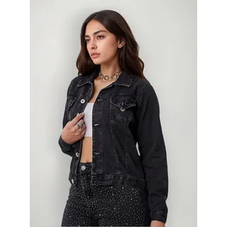 Jaqueta Jeans Feminina Curta Destroyed Desfiada Moda BotÔes Jaqueta Jeans Feminina Curta Destroyed Desfiada Moda BotÔes