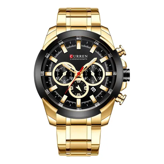 Reloj Curren 8361 Para Hombre Cronografo Dorado Dorado Negro