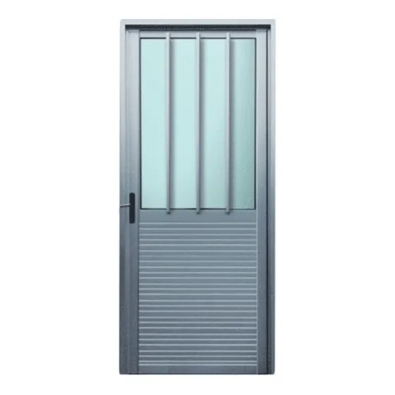 Puerta exterior de aluminio y vidrio Serie 30 color plateado derecha Waluminio