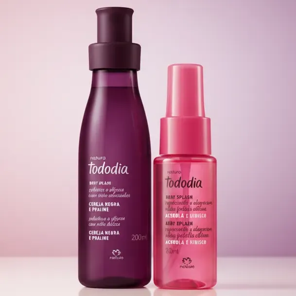 Kit Tododia: Body Splash Cereja Negra E Praliné 200ml + Mini Body Splash Acerola E Hibisco 60ml