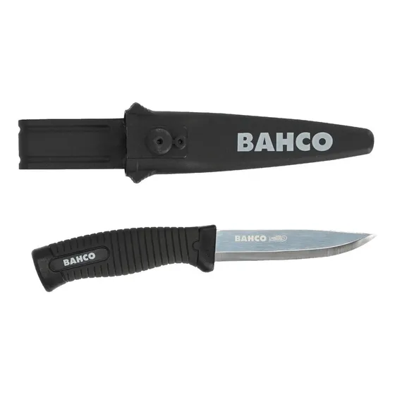 Cuchillo Bahco 2446 con funda Survival Camping Fishing Trail, color negro