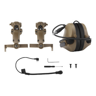Auriculares De Caza Resistentes Con Micrófono, Marrón Auriculares De Caza Resistentes Con Micrófono, Marrón