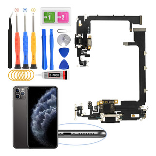 Flex Centro De Carga Para iPhone 11 Pro Max Negro + Placas Flex Centro De Carga Para iPhone 11 Pro Max Negro + Placas
