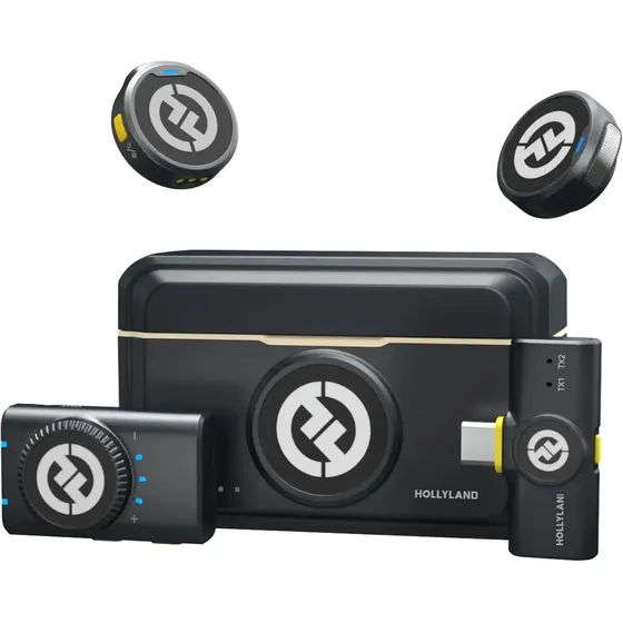 Microfone sem fio Hollyland Lark M2 Mini Combo para Android, iPhone 15/16/17, câmera e PC, 48 kHz/24