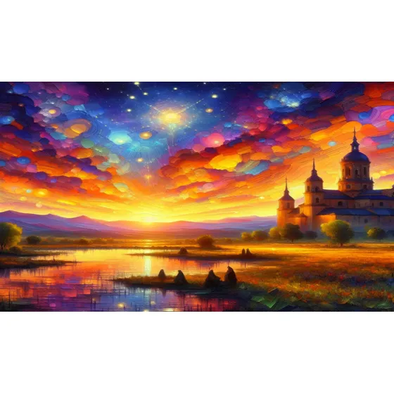 Cuadro Decorativo Paisaje Atardecer Lienzo 120 X 70 Cm 
