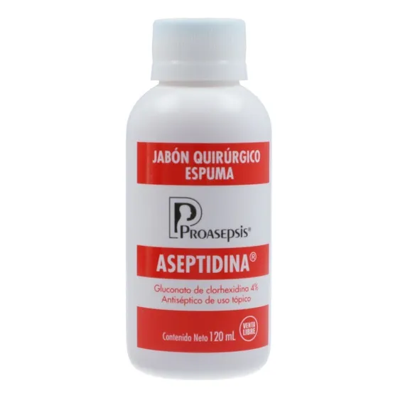 Aseptidina Jabón Quirúrgico Clorhexidina 4% Proasepsis 120ml