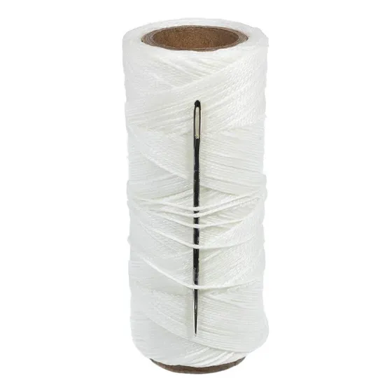 Kit De Hilo De Vela Encerada Con Aguja (2 Oz) Blanco Cuerda