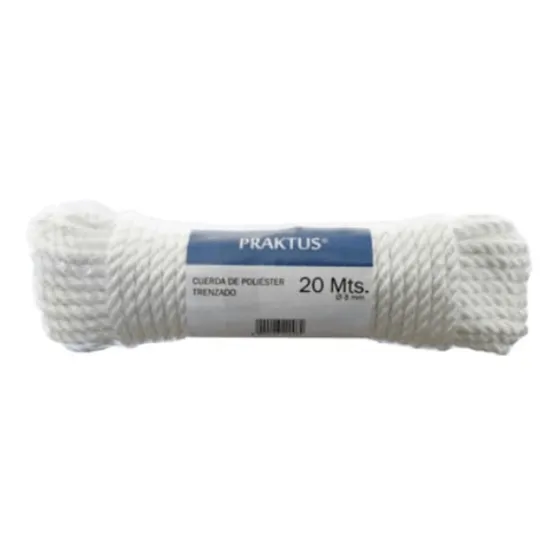Cuerda De Polyester Blanco Trenzado 20mts 8mm Praktus