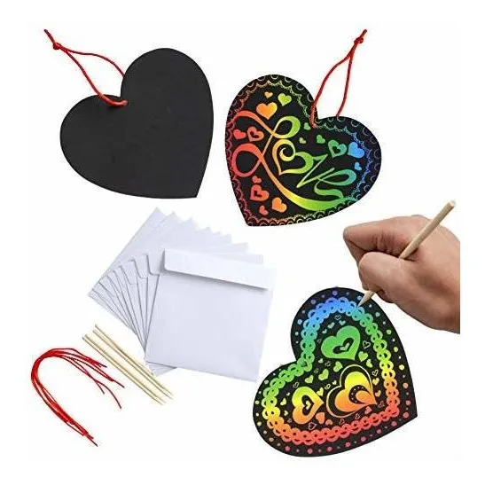 Tarjetas De San Valentin Pack 36 Piezas Arte Rascado Niños