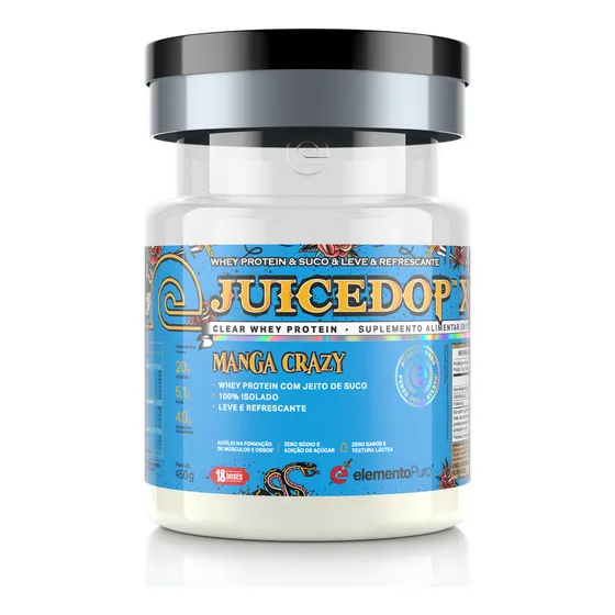 Pote Juicedop Elemento Puro 450g 100% Isolado Sabor Crazy Manga em Po