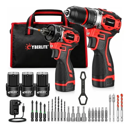Furadeira Parafusadeira de Impacto Brushless CyberLite 16.8V, com 3 Baterias e Bolsa
