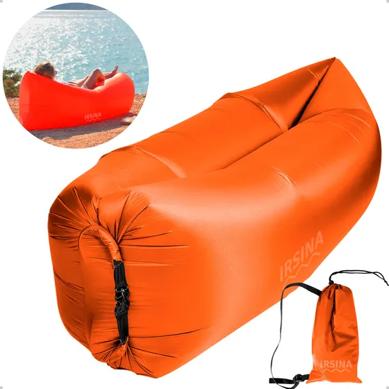 Sofá De Ar Puff Poltrona Inflável Impermeável Espreguiçadeira Portátil Saco De Dormir Show Praia Viagem Piscina Evento Camping Cor Laranja Irsina