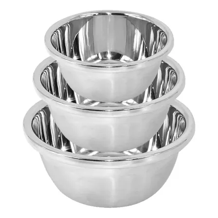 Set X3 Bowls Cocina Acero Inoxidable Batidor Para Batir Reforzado Reposteria Ensaladeras Acero Inoxidable Bowl Crema Levys Bazar