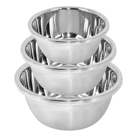 Set X3 Bowls Cocina Acero Inoxidable Batidor Para Batir Reforzado Reposteria Ensaladeras Acero Inoxidable Bowl Crema Levys Bazar