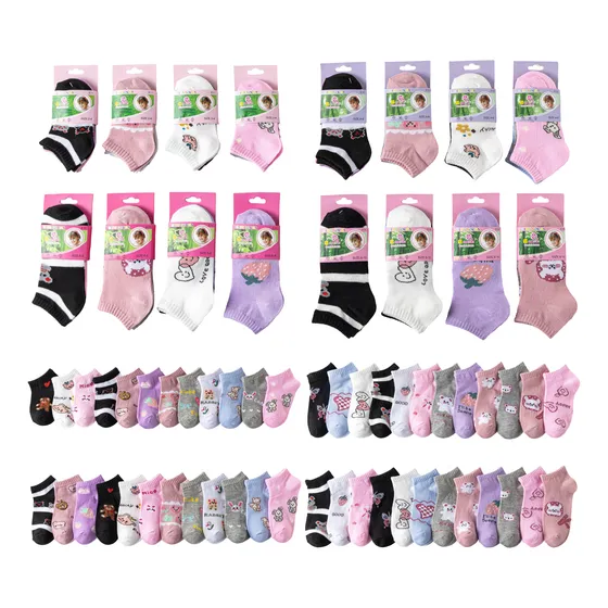12 Pares Calcetines Niña Tobillera Corto Calcetas Bambú 2-10
