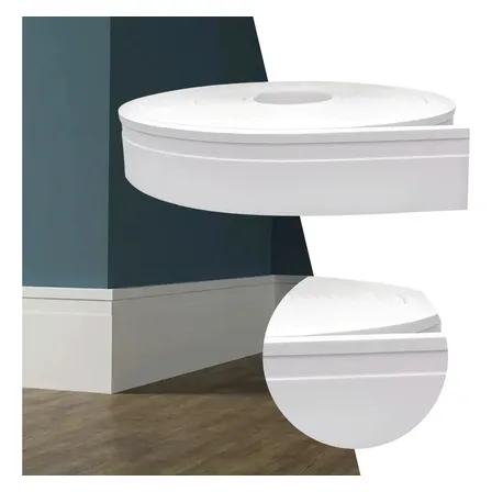 Rodapé Autocolante Flexível Eva Branco 10mx10cm Decorativo Branco