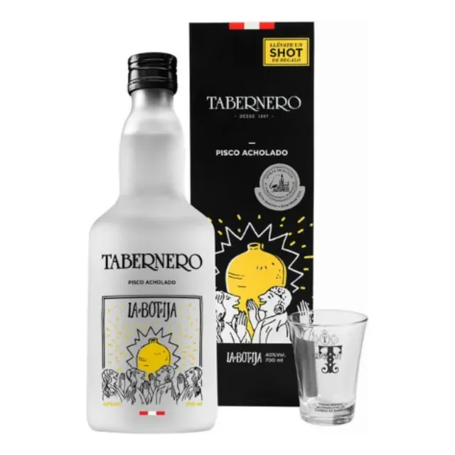 Pisco Peruano Tabernero Acholado 700 Ml Con Shot De Regalo