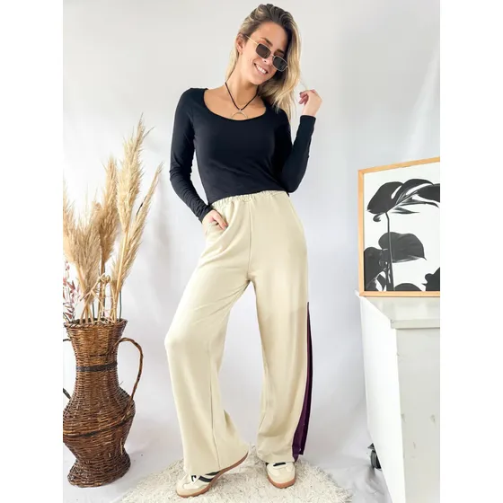 Pantalón Palazzo De Jogging Combinado Mujer