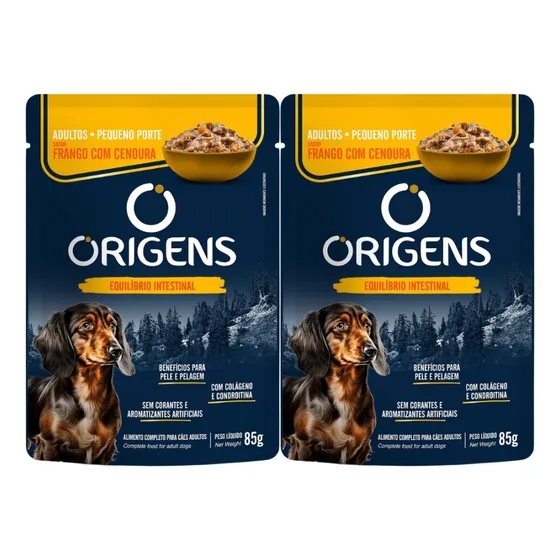 Kit 2un Sachê Origens Cães Adulto Pequeno Sabor Frango 85g