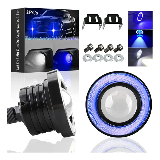 Faros Antiniebla Led De 3.5in Ojos De Ángel Azules, 1 Par