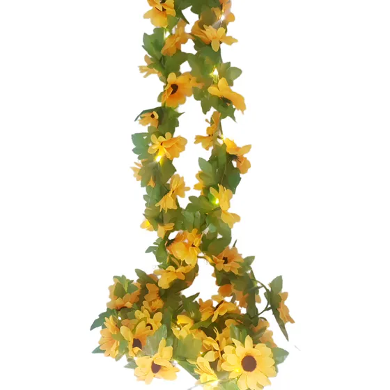 Guirnalda De Flores Y Hojas Decorativo + Luz