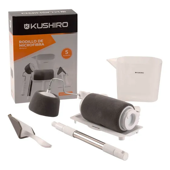 Rodillo Microfibra Recargable Pintura Kit Fácil + Accesorios KUSHIRO