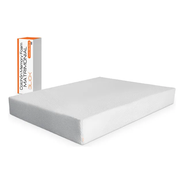 Colchón Matrimonial 2 Plazas Memory Foam 135 X 190 Cm Espuma Ergonómico Firme Soporta 130 Kg Blick Color Blanco