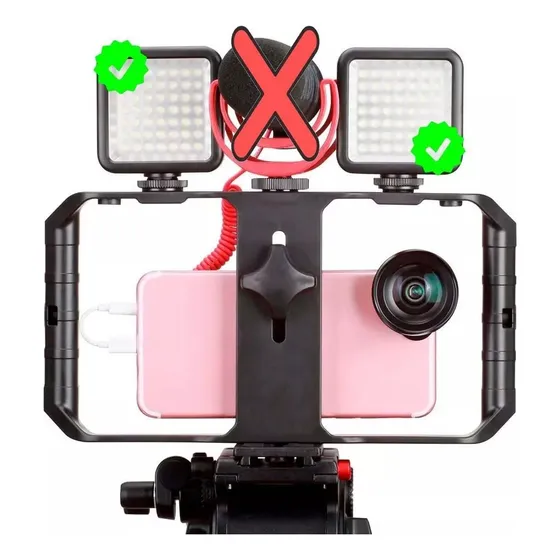Estabilizador Celular Con Zapatas Y Soportes + 2 Luces Led.