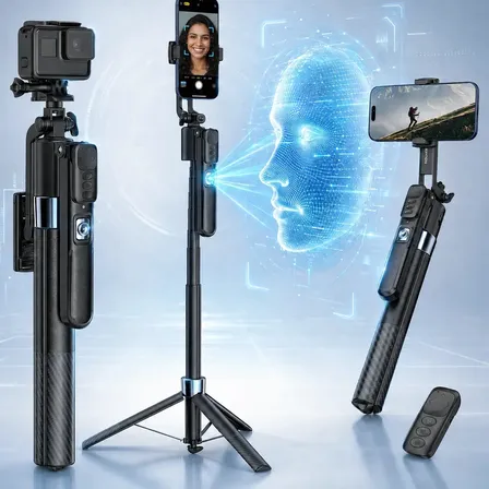 Tripé Inteligente 1.8m com Rastreamento Facial AI Para Celular Câmera Suporte 360° Erotaç…