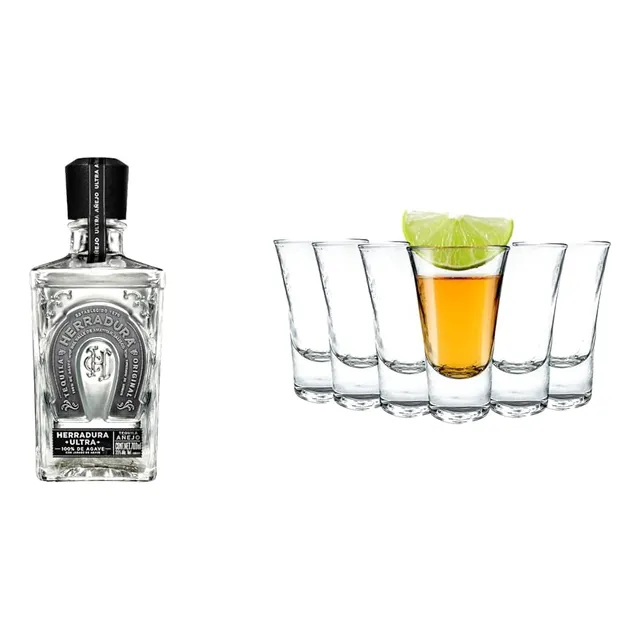 Herradura Ultra Tequila 700 Ml + 6 Vasos Tequileros De