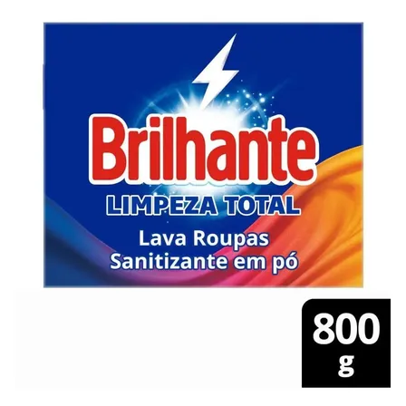 Lava Roupas Sanitizante Em Pó Brilhante Limpeza Total 800g