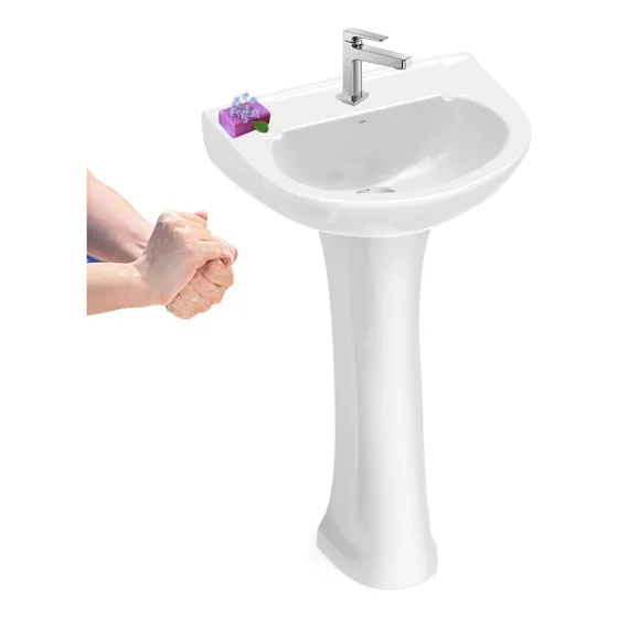 Conjunto Banheiro Pia Lavatorio + Coluna Cerâmica Celite