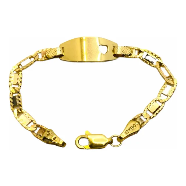 Pulsera Esclava Corazón Oro Florentino 10k De 12.1cm